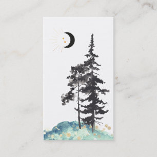 Cartão De Visita *~* Crescent Moon Trees Pine Douradas Estrelas Bri
