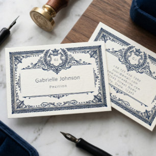 Cartão De Visita Crestas Monogramas Iniciais Vintage Luxuosas Elega