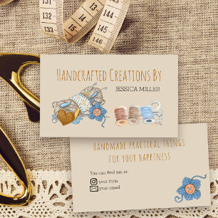 Cartão De Visita Criação artesanal Fios Vintage Creme