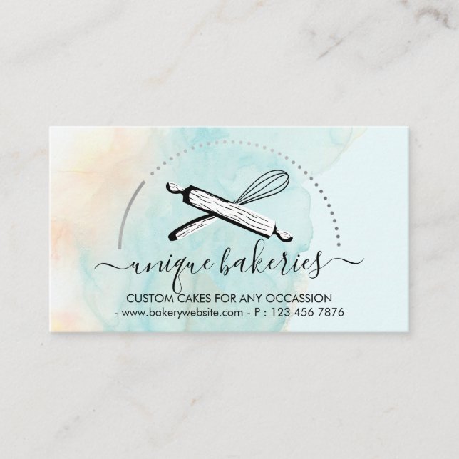 Cartão De Visita Criador de bolos verde-amarelo (Frente)