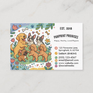 Cartão De Visita Criador de Cachorro Ilustrado Divertido