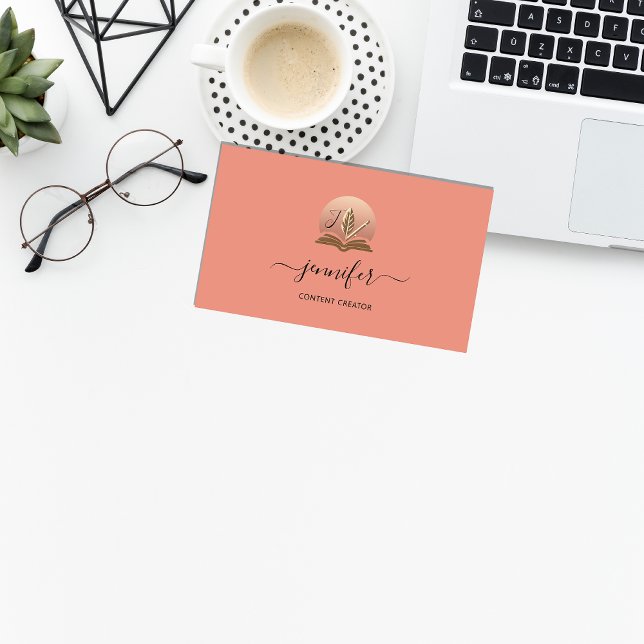 Cartão De Visita Criador de conteúdo de mídia social BlogQR Monogam (Social Media Writer Content Creator BlogQR Monogam Business Card)