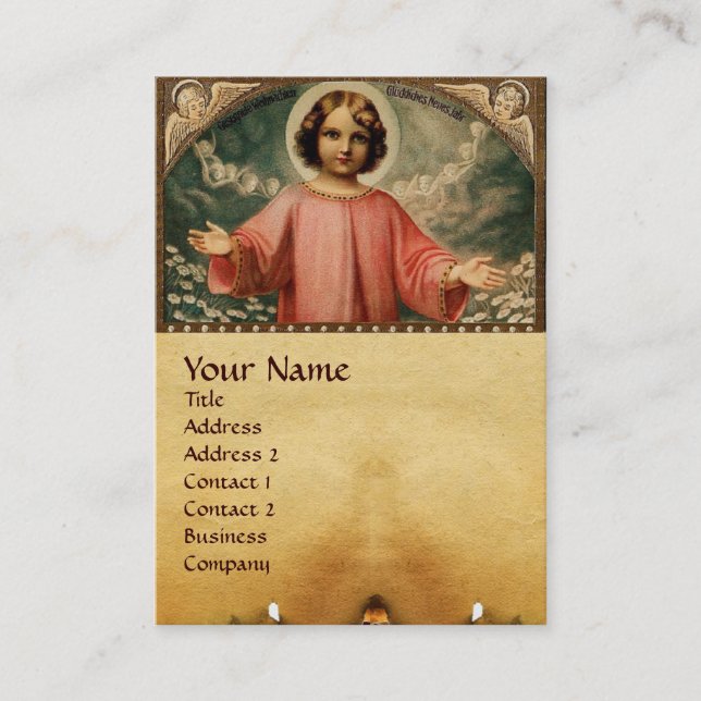 CARTÃO DE VISITA CRIANÇA JESUS COM ANJOS E CRISTÃOS (Frente)