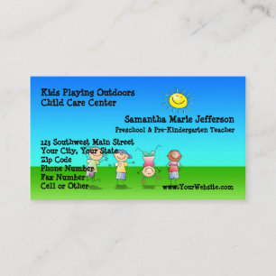 Cartão De Visita Crianças Brincando ao Ar Livre Creche Centro de Cu