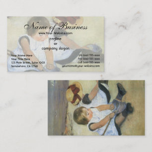 Cartão De Visita Crianças Brincando na Praia por Mary Cassatt