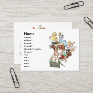 Cartão De Visita Crianças Vintage Brincando com Bombeiros