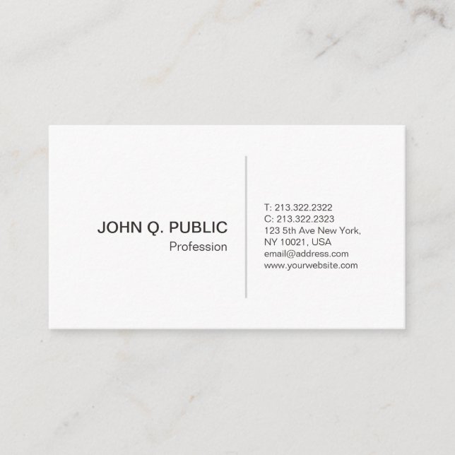 Cartão De Visita Criar seu próprio branco elegante profissional (Frente)