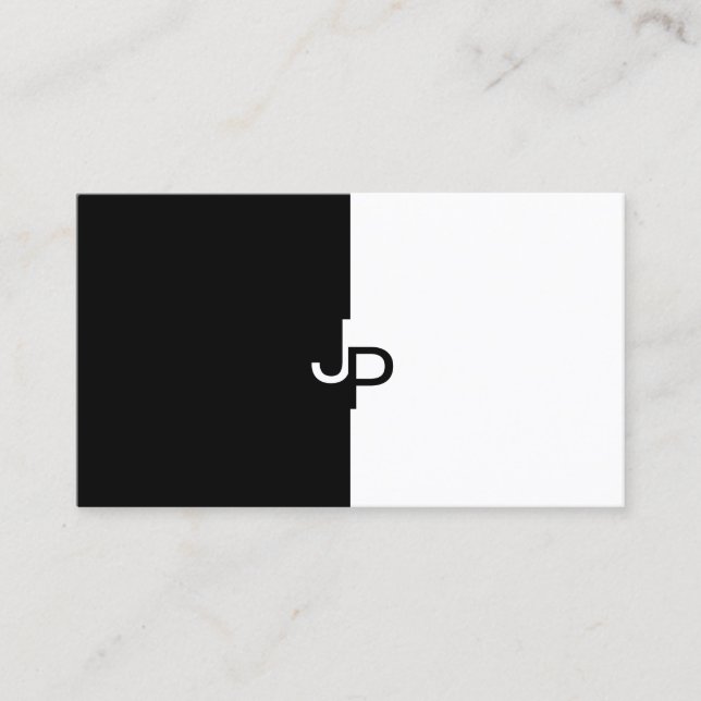 Cartão De Visita Criativo branco preto minimalista Design moderno (Frente)