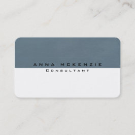 Cartão De Visita Criativo Único Branco Azul de Cinza Trendy