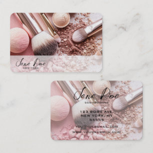 Cartão De Visita Crie Os Seus Pincéis De Maquiagem Rosa Do Pastel