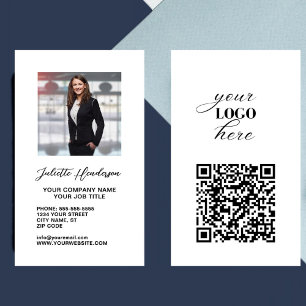 Cartão De Visita Crie seu logotipo moderno QR Code Foto Elegante