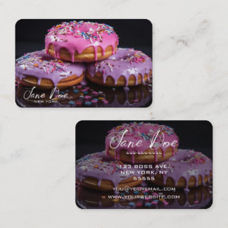 Cartão De Visita Crie Suas Próprias Rosquinhas de aspersão rosa e r