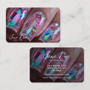 Cartão De Visita Crie suas próprias Unhas Holográficas Rosa
