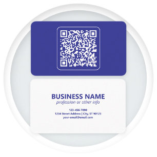 Cartão De Visita Crie um código QR escaneável Azul escuro editáve