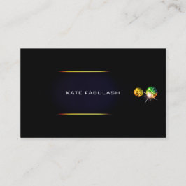 Cartão De Visita Cristais de estilista Dourada de diamante preto VI