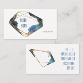 Cartão De Visita Cristal azul ouro abstrato consultor elegante