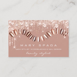 Cartão De Visita Críticos de Dissipação de Rosa Stylist do Unhas