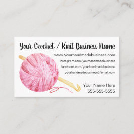Cartão De Visita Crochet cor-de-rosa do fio