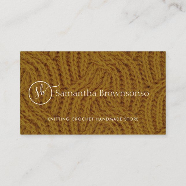 Cartão De Visita Crochet de tricô de Yarn personalizado moderno (Verso)