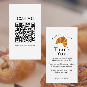 Cartão De Visita Croissant Rústico Código QR Deixe uma Avaliação