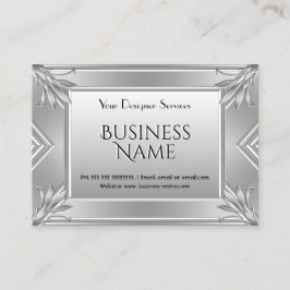 Cartão De Visita Cromo metálico Elegante Deco de Arte Moderna Faux
