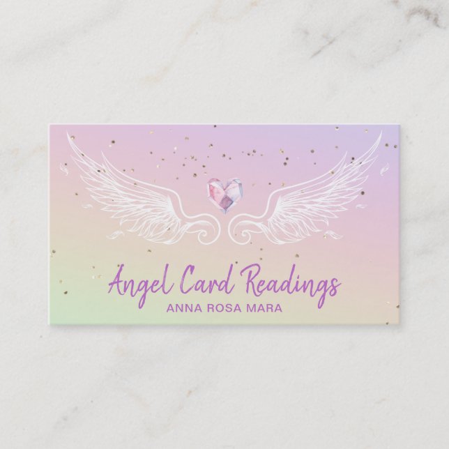 Cartão De Visita *~* Crystal Heart Angel Wings Starry Night Sky (Frente)