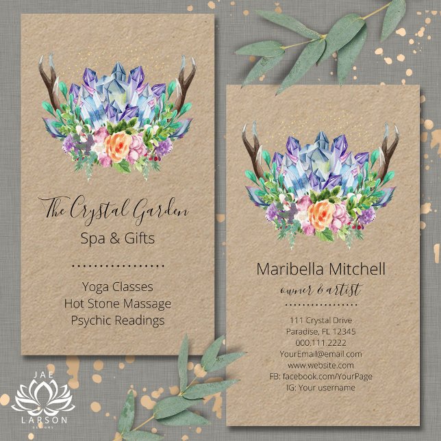 Cartão De Visita Crystals Yoga Energy Healer Psychic Reiki Spa (Criador carregado)