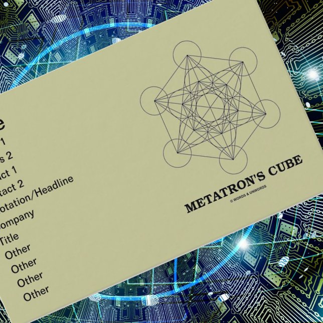 Cartão De Visita Cubo de Metatron (Geometria Sagrada) (Sacred geometry comes alive at your next introduction w/ this customizable Metatron's Cube biz card)