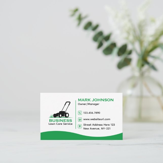Cartão De Visita Cuidado Clássico e Confiável com Jardins Simples e (Em pé/Frente)