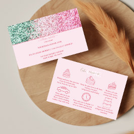 Cartão De Visita Cuidado com Bolo de Aparência Feminina Rosa Elegan