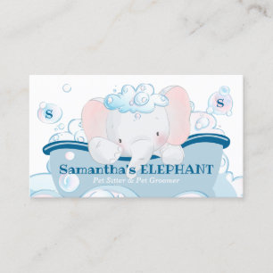 Cartão De Visita Cuidado com Elefante Bebê Spa Banheira Groomer