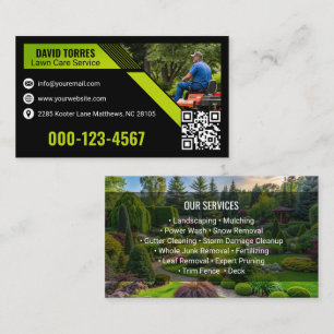 Cartão De Visita Cuidado com Gramado Preto Moderno de Paisagismo