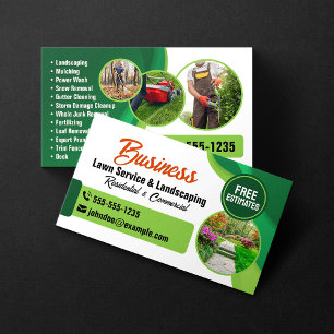 Cartão De Visita Cuidado com Gramados e Paisagismo Verde & Laranja 