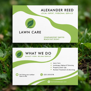 Cartão De Visita Cuidado com o Jardim Moderno Folha Verde Logotipo