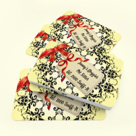 Cartão De Visita Cuidado com os pentes de fita vermelha de Damasco 