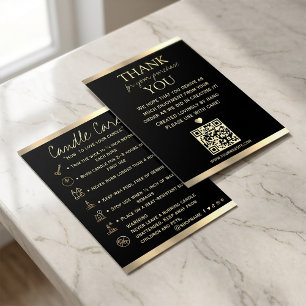 Cartão De Visita Cuidado com Velas Black Gold   Ícones Personalizad