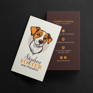 Cartão De Visita Cuidado de Animais de Estimação Cachorro Laranja M