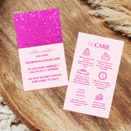 Cartão De Visita Cuidado de Bolo Elegante Rosa Quente Brilhante Chi