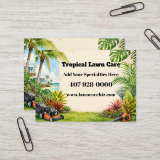 Cartão De Visita Cuidado de Jardim Personalizado Tropical Landscapi