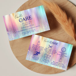 Cartão De Visita Cuidado de Velas Modernas Holográficas Pastel