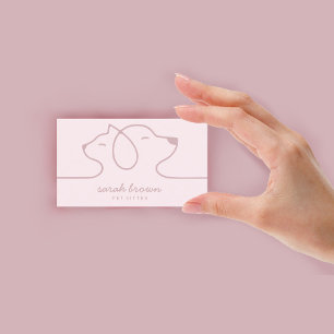 Cartão De Visita Cuidador de Animais de Estimação Logo Linha Rosa S