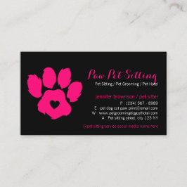Cartão De Visita Cuidador de Animais Rosa Preto Redes Sociais Cão G