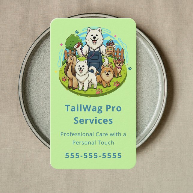 Cartão De Visita Cuidador de Cães Felizes Serviço de Cuidados com A (Criador carregado)