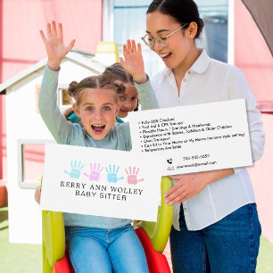 Cartão De Visita Cuidador de Crianças Babá Colorido Divertido Legal