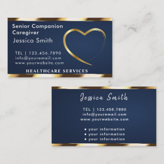Cartão De Visita Cuidador Sênior Coração Dourado Design