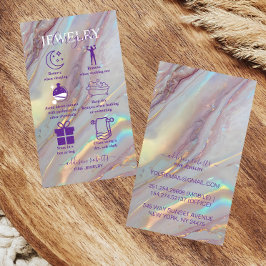 Cartão De Visita Cuidados com Joias de Luxo com Design Glam Holográ