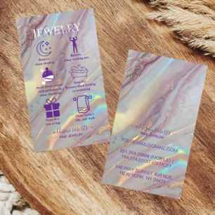 Cartão De Visita Cuidados com Joias de Luxo com Design Glam Holográ