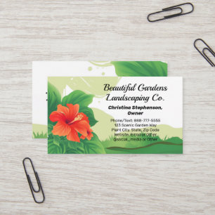 Cartão De Visita Cuidados com o Jardim Paisagismo Tropical Hibisco