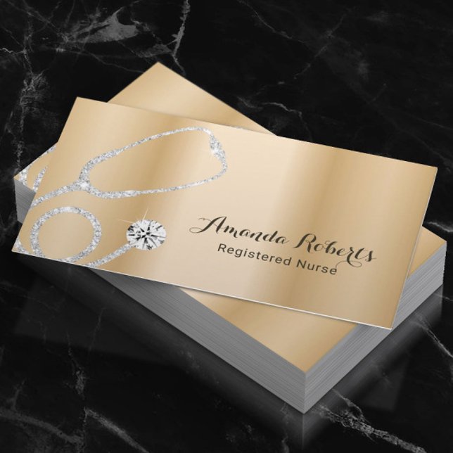 Cartão De Visita Cuidados Médicos Dourados Modernos (Criador carregado)