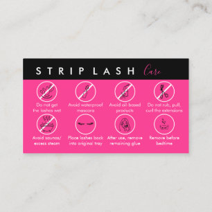 Cartão De Visita Cuidados Pós-Aplicação de Cílios Strip Neon Rosa
